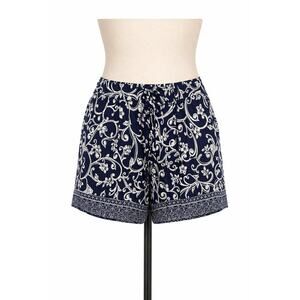 Cece Navy Floral Boho Shorts | Drawstring Waist Lightweight | Size XL
